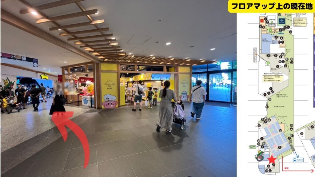 東京ソラマチ4階ポケモンセンター前の通路|スカイツリーへの順路