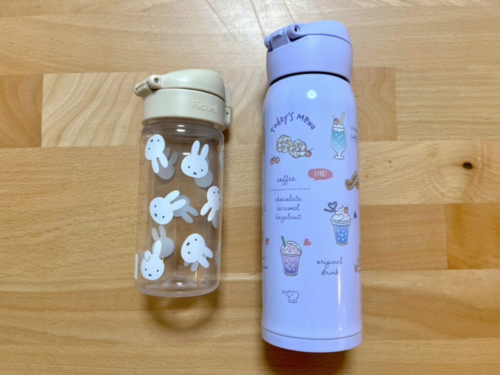 ミッフィーのプラ水筒とマホービン本体の写真