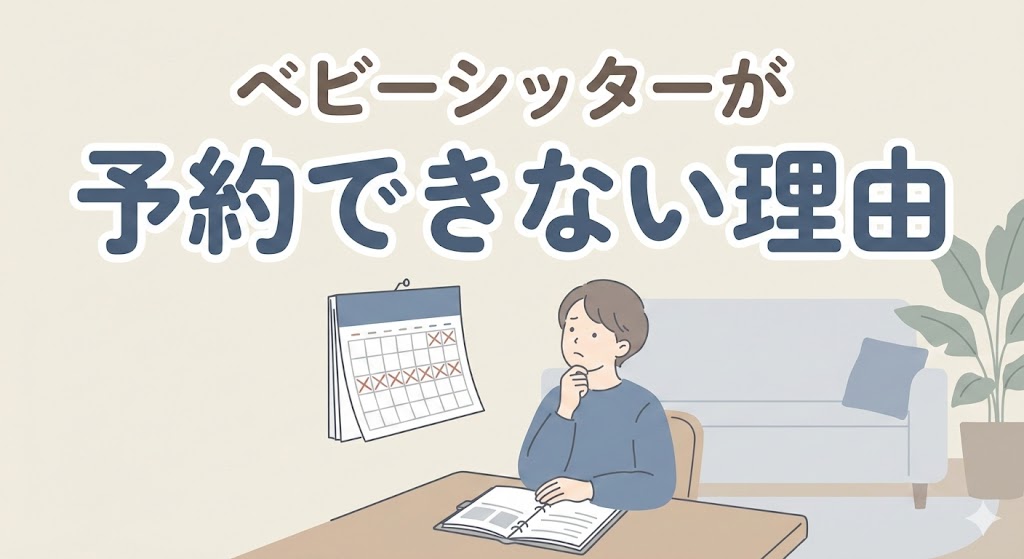 ベビーシッターの予約が取れない理由を、市場構造や定期依頼の事情から解説する記事のアイキャッチイラスト